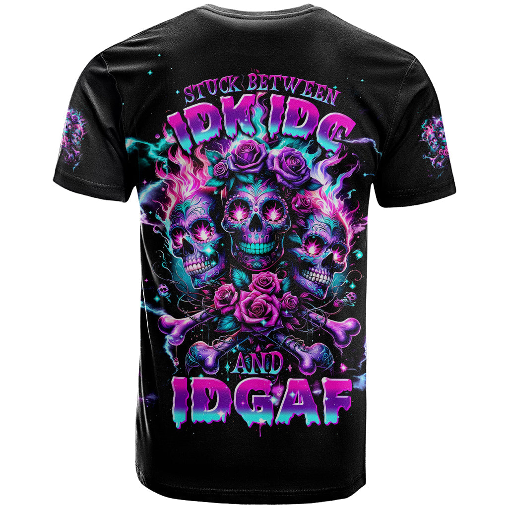 Flower Skull T-Shirt Stuck Between IDK IDC Graphic Tee