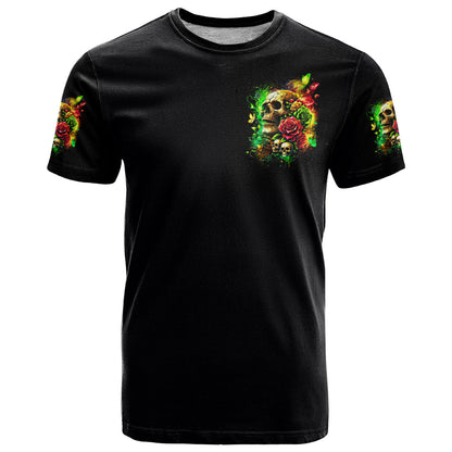 Rose Skull T-Shirt Stuck Between IDK IDC Graphic Tee