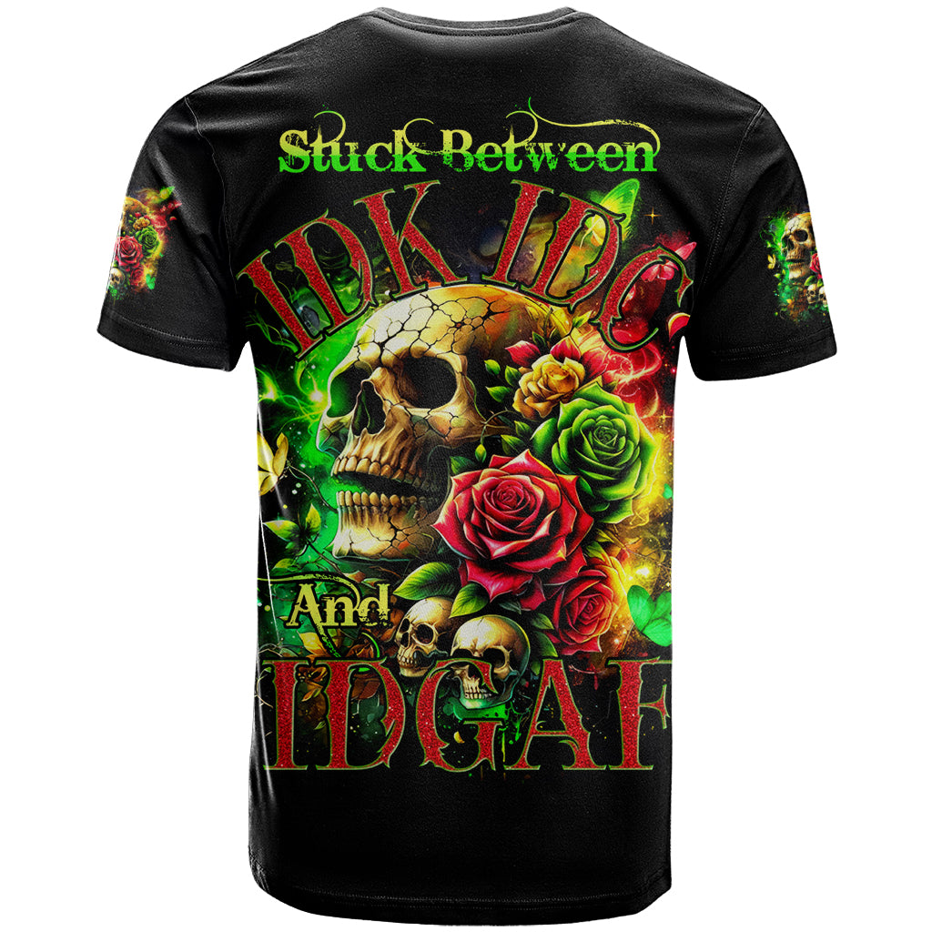 Rose Skull T-Shirt Stuck Between IDK IDC Graphic Tee