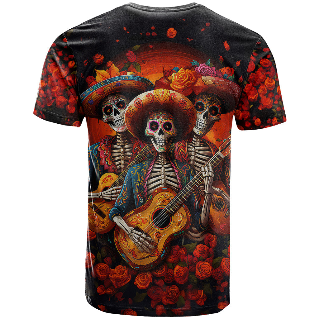 Day of Dead Skull T-Shirt Sugar Skull Band Skeleton Graphic Tee
