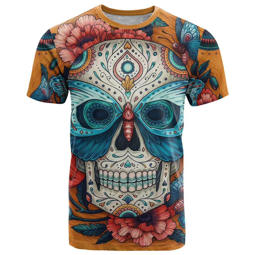 Day of Dead Skull T-Shirt Sugar Skull Butterfly Graphic Tee