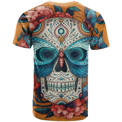 Day of Dead Skull T-Shirt Sugar Skull Butterfly Graphic Tee
