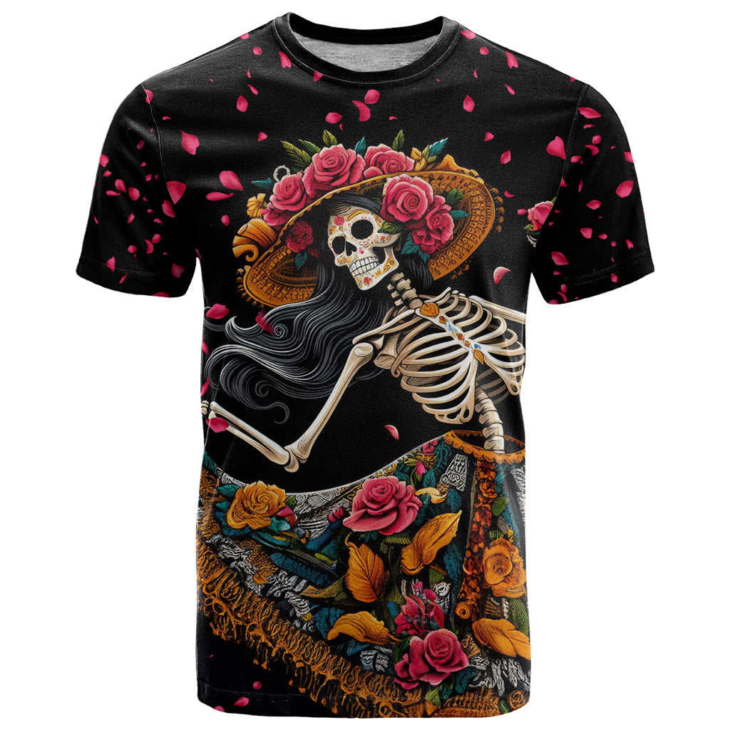 Day of Dead Lady T-Shirt Sugar Skull Lady Dancing Graphic Tee