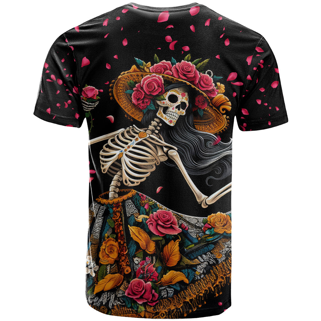 Day of Dead Lady T-Shirt Sugar Skull Lady Dancing Graphic Tee
