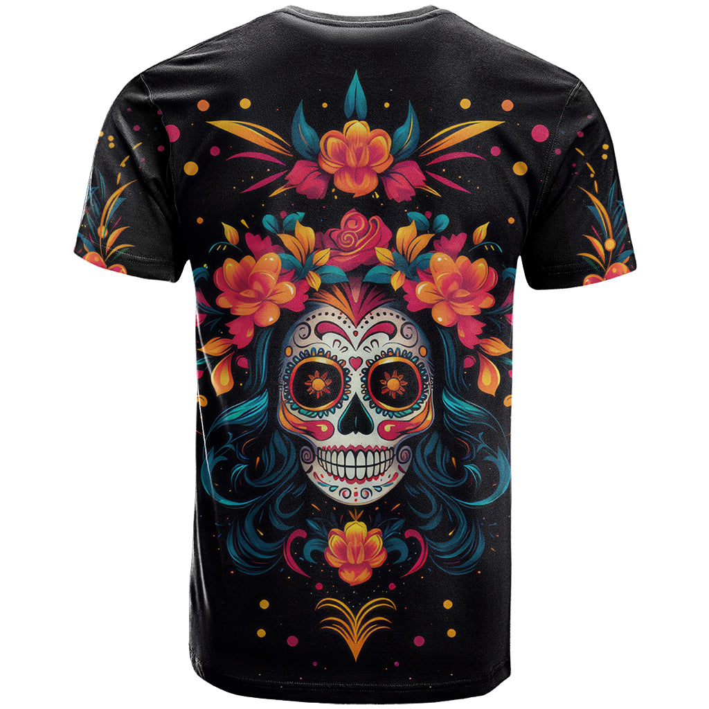 Day of Dead Skull T-Shirt Sugar Skull Festival Lady Graphic Tee