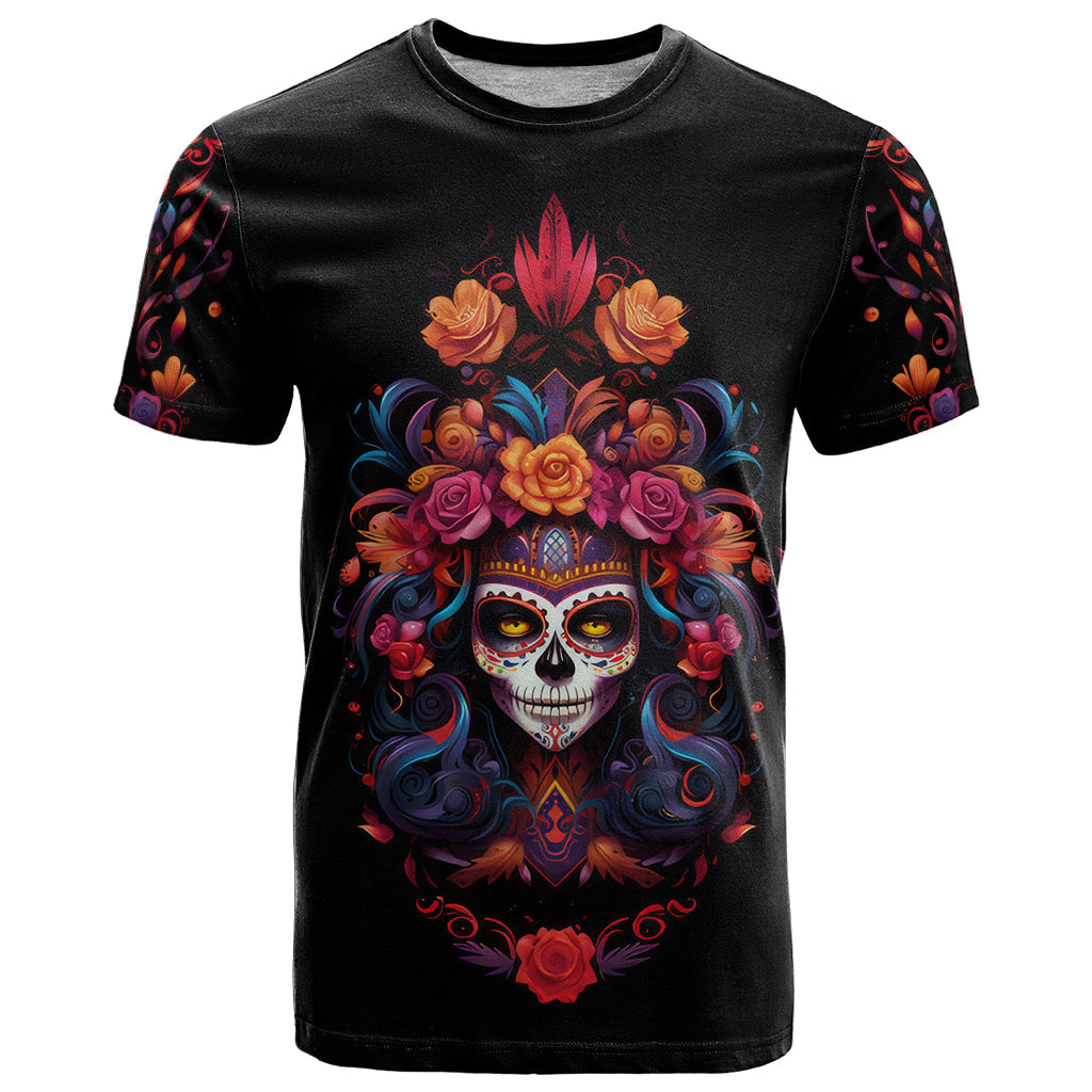 Day of Dead Skull T-Shirt Sugar Skull Festival Lady Graphic Tee