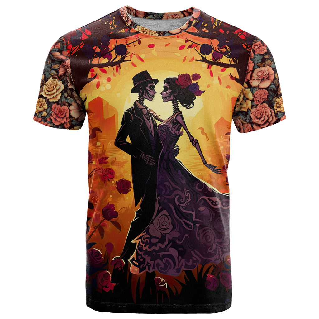 Day of Dead Couple T-Shirt Sugar Skull Couple Dancing Graphic Tee