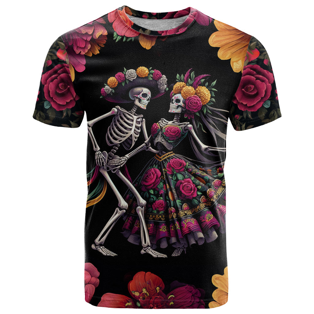 Day of Dead Couple T-Shirt Sugar Skull Couple Dancing Graphic Tee