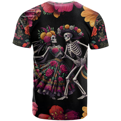 Day of Dead Couple T-Shirt Sugar Skull Couple Dancing Graphic Tee