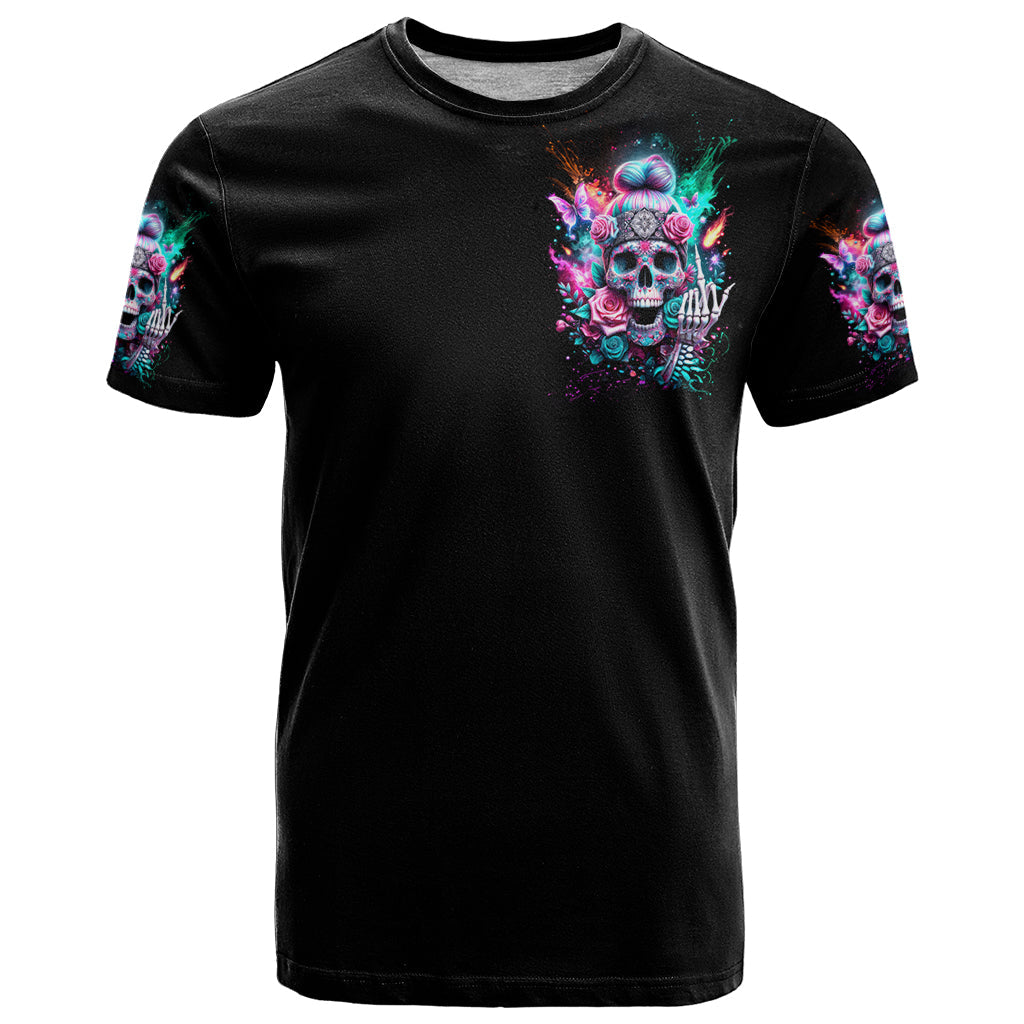 Rose Skull T-Shirt Fuck Off Problem Solved Graphic Tee