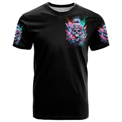 Rose Skull T-Shirt Fuck Off Problem Solved Graphic Tee