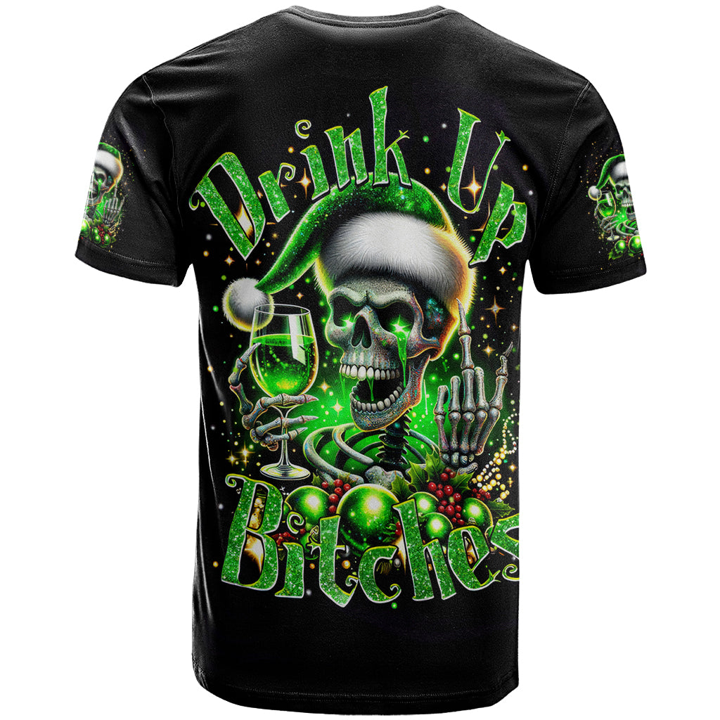 Christmas Skull T-Shirt Drink Up Bitches Graphic Tee