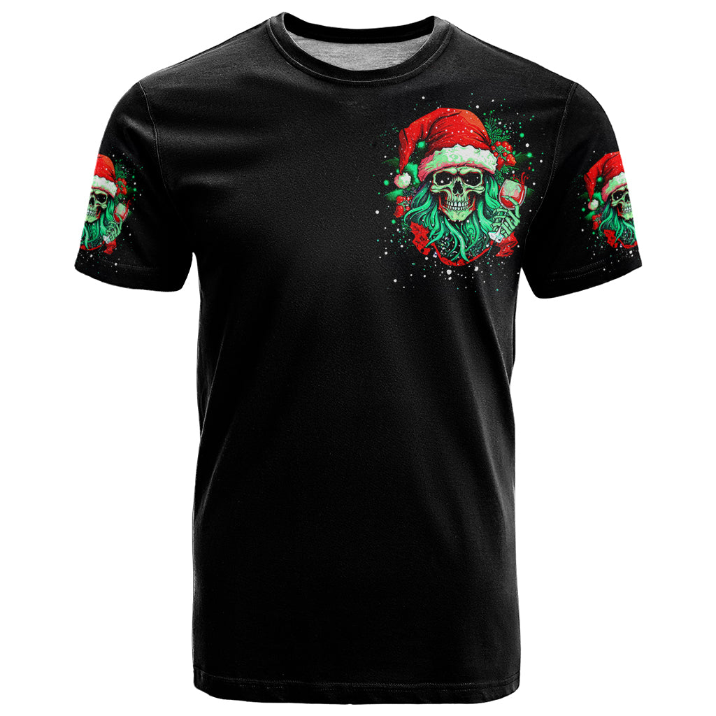 Christmas Skull T-Shirt Ho Ho Holy Shit I'm Drink Graphic Tee