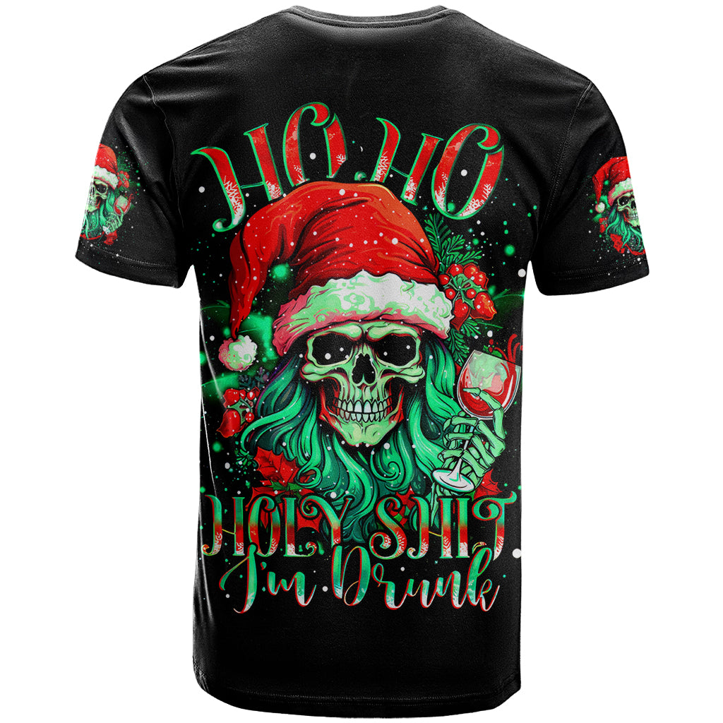 Christmas Skull T-Shirt Ho Ho Holy Shit I'm Drink Graphic Tee