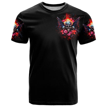 Rose Skull T-Shirt I Hold A Beast A Angel And A Crazy Lady In Me Graphic Tee
