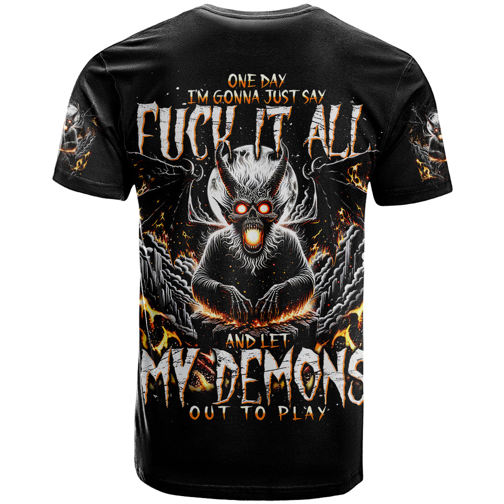 Demon Skull T-Shirt One Day I Gonna Say Fuck It All Graphic Tee