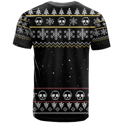 Christmas Skull T-Shirt Santa Skull Ride Motorbike Graphic Tee