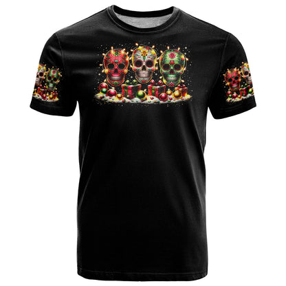 Christmas Sugar Skull T-Shirt Christmas Tree Sugar Skull Graphic Tee