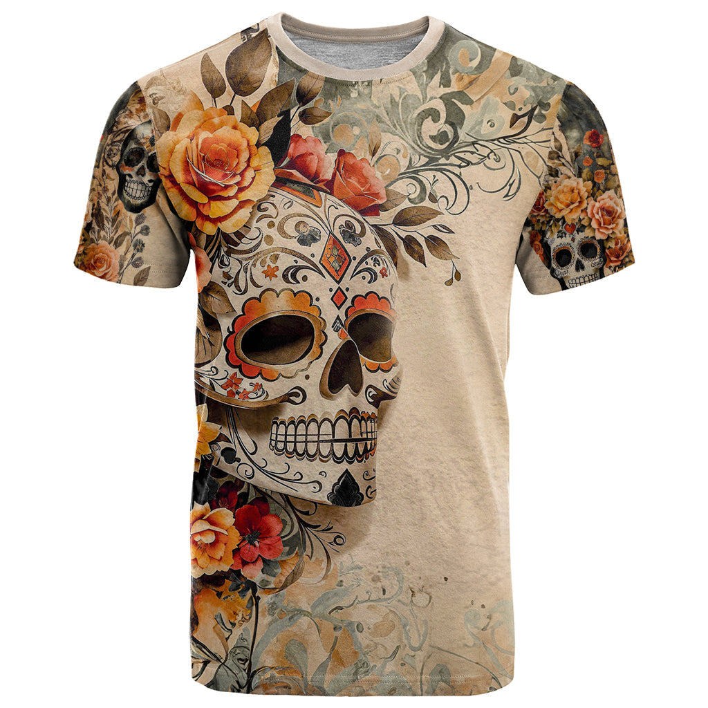 Sugar Skull T-Shirt Rose Sugar Skull Vintage Graphic Tee