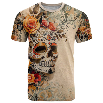 Sugar Skull T-Shirt Rose Sugar Skull Vintage Graphic Tee