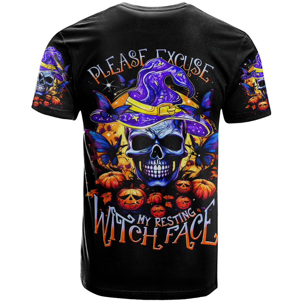 Halloween Skull T-Shirt Please Excuse My Resting Witch Face Graphic Tee