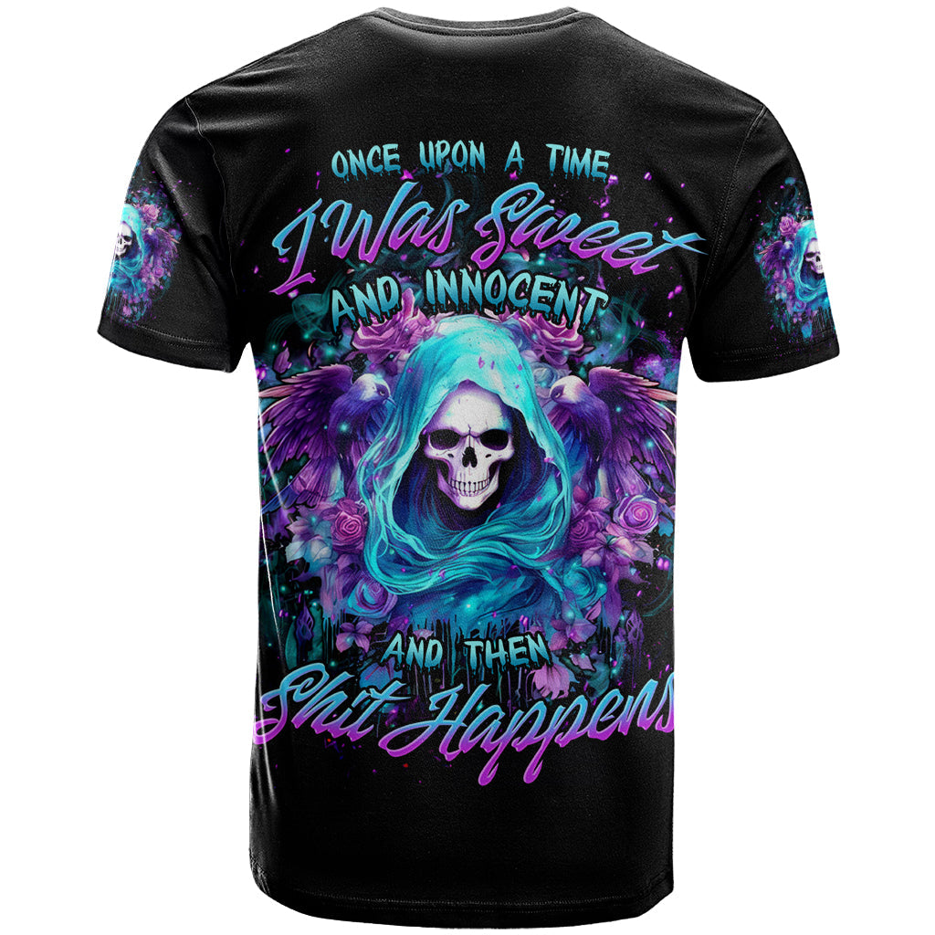 Fairy Skull T-Shirt Once Upon A Time I Was Sweet And Innocent And Then Shit Happens Graphic Tee
