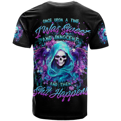 Fairy Skull T-Shirt Once Upon A Time I Was Sweet And Innocent And Then Shit Happens Graphic Tee