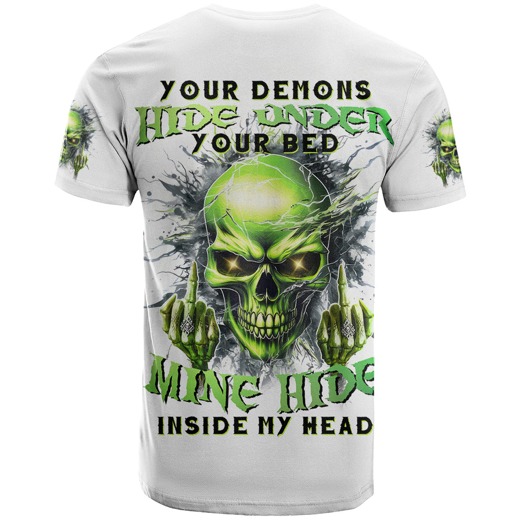 Thunder Skull T-Shirt The Demon Hide Under Your Bed Mine Hide Inside My Head Graphic Tee