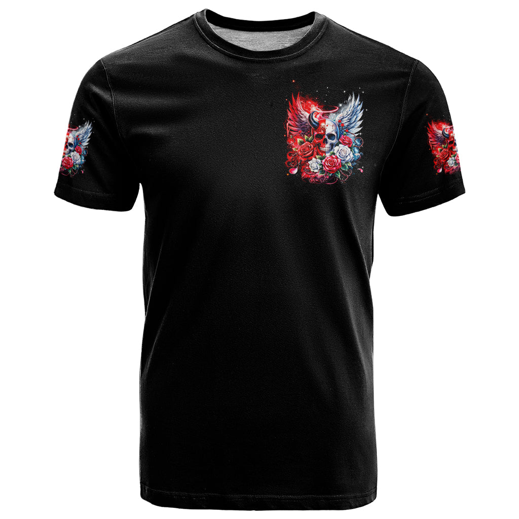 Evil Angel Skull T-Shirt Heaven Don't Want Me And Hell Afraid Graphic Tee
