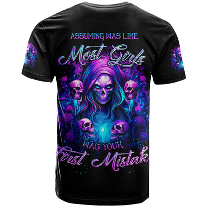 Witch Skull T-Shirt Assuming Was Like Most Girls Was Your First Mistake Graphic Tee