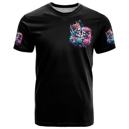 Couple Skull T-Shirt In One Life Time You Will Love Many Time But One Love Graphic Tee