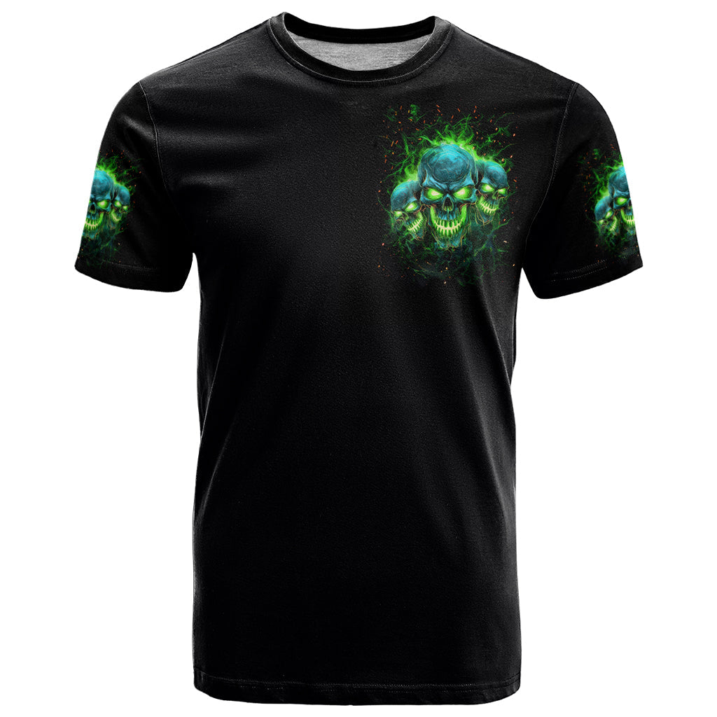 Flame Skull T-Shirt I'm Never Alone My Demons Are Wit Me 24/7 Graphic Tee