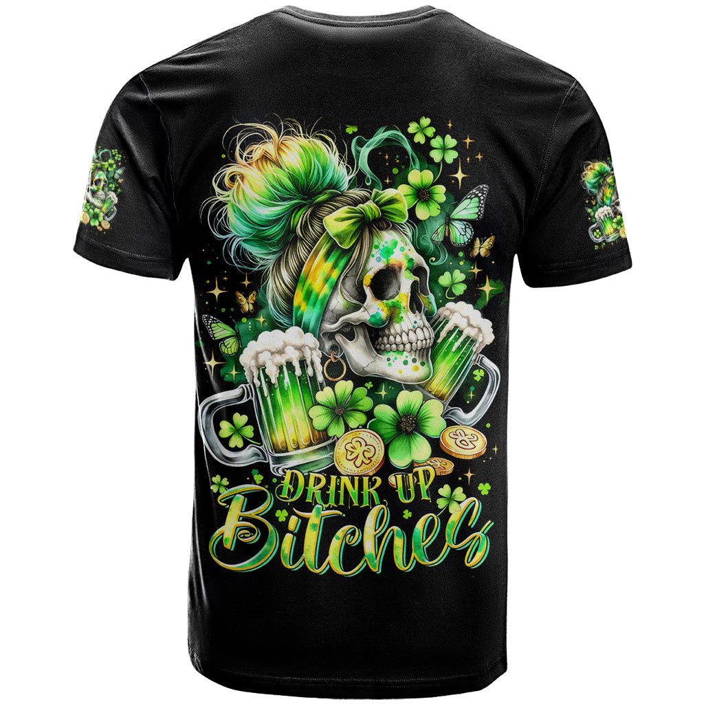 Irish Skull T-Shirt Drink Up Bitches Graphic Tee