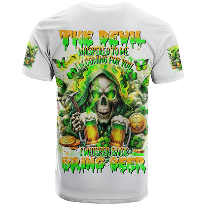 Irish Skull T-Shirt I Whisper Back Bring Beer Graphic Tee