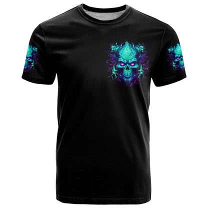 Flame Skull T-Shirt I'm Never Alone My Demons With Me 24/7 Graphic Tee