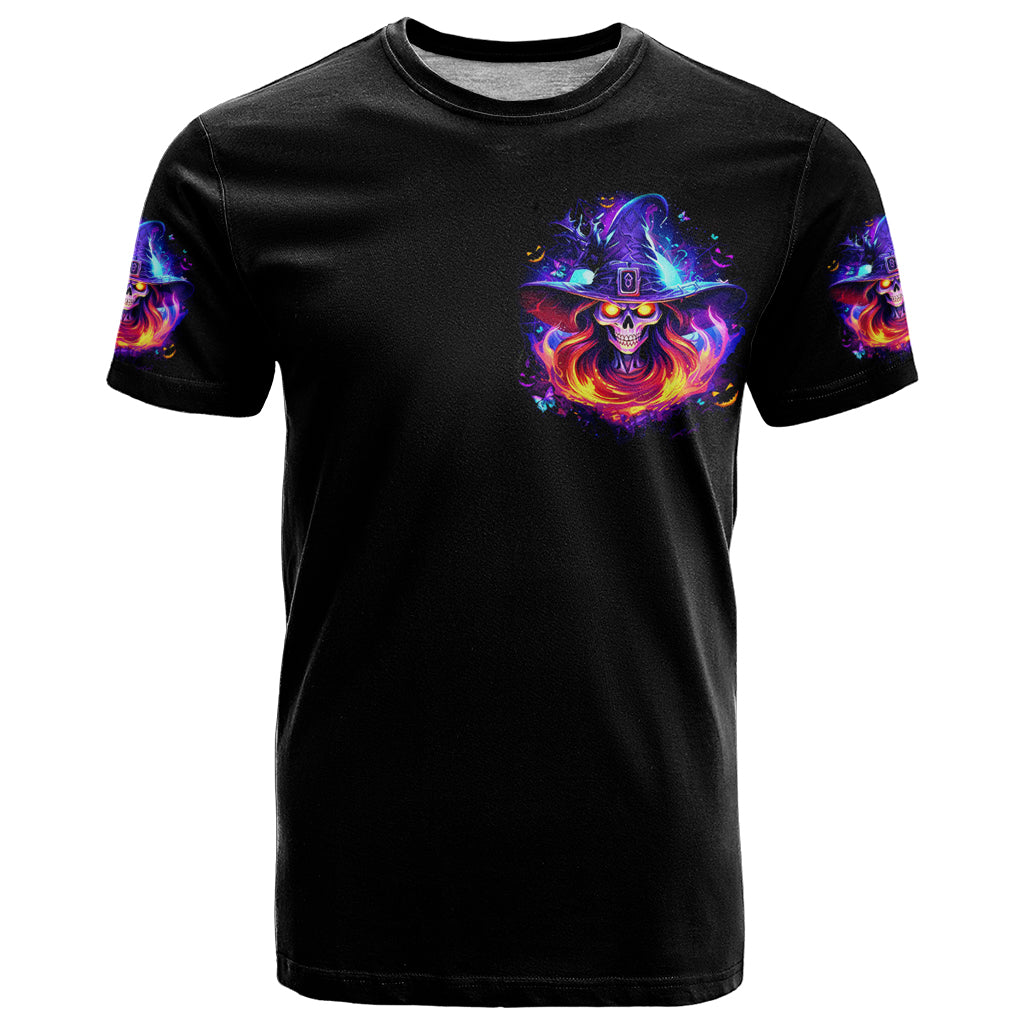 Fire Witch Skull T-Shirt In My Defense The Moon Was Full And I Was Left Unsupervided Graphic Tee