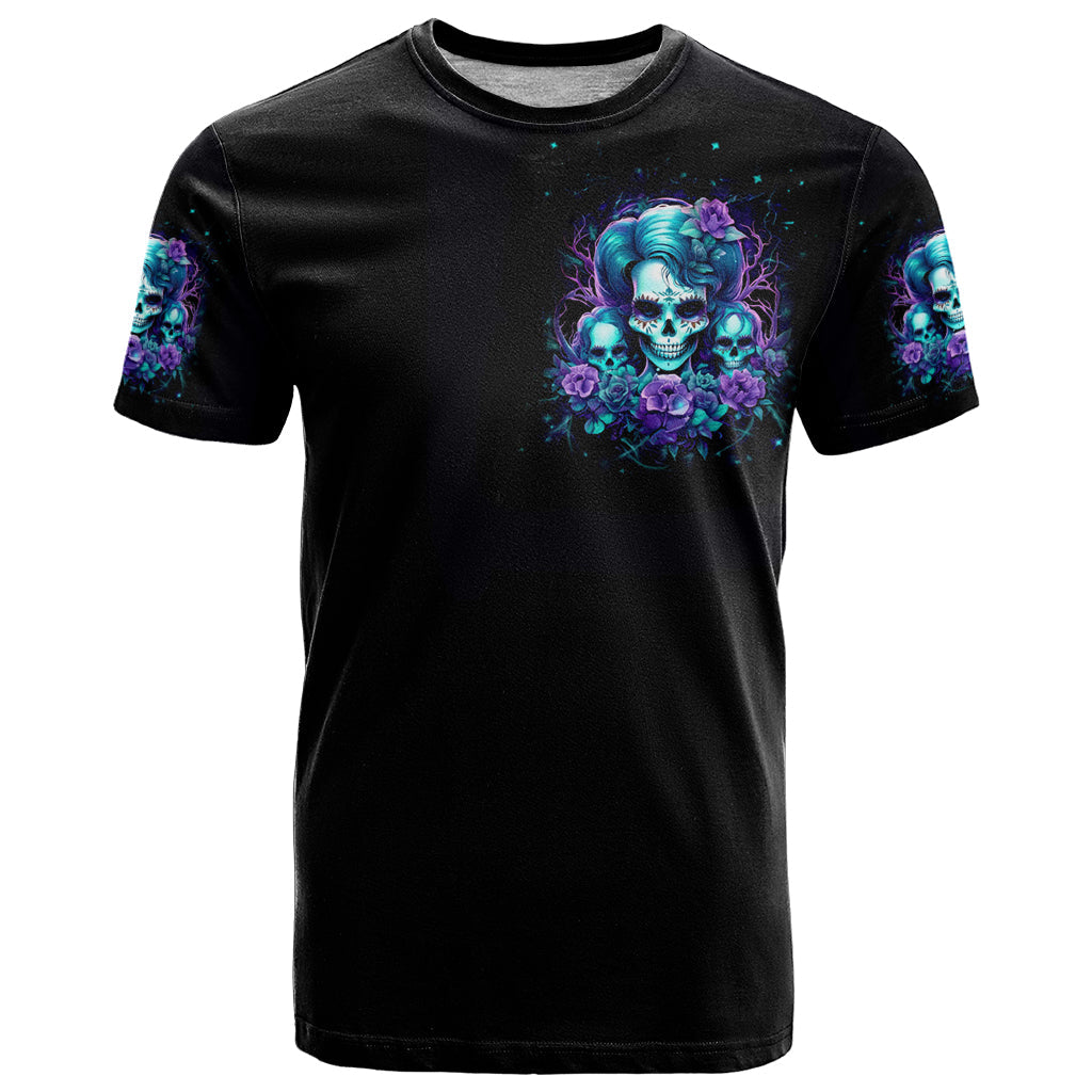 Flower Lady Skull T-Shirt Don't Try To Figure Me Out Graphic Tee