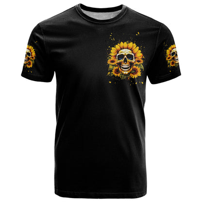 Sunflower Skull T-Shirt She Is Sunshine Mixed With A Little Hurricance Graphic Tee
