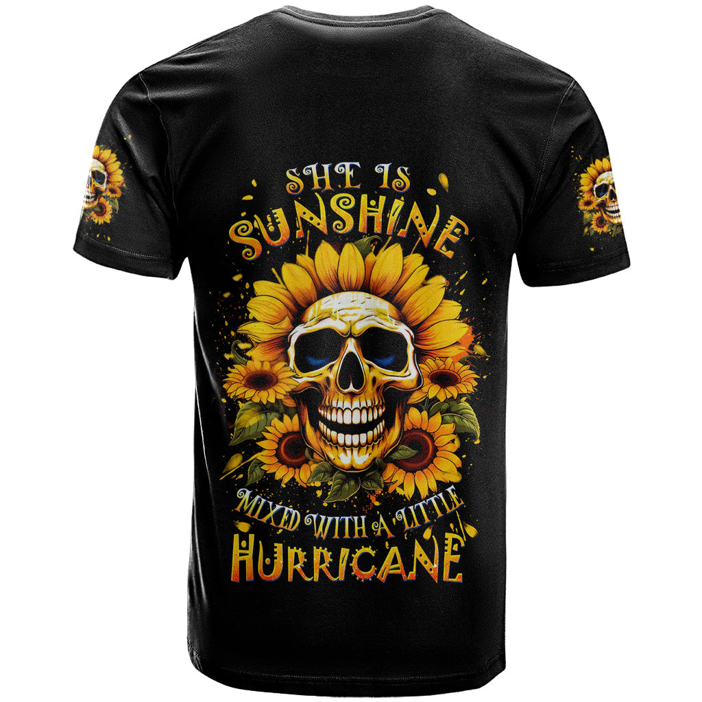 Sunflower Skull T-Shirt She Is Sunshine Mixed With A Little Hurricance Graphic Tee