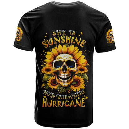 Sunflower Skull T-Shirt She Is Sunshine Mixed With A Little Hurricance Graphic Tee