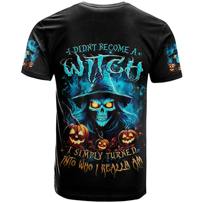 Witch Skull Halloween T-Shirt I Didn't Becom A Witch Graphic Tee
