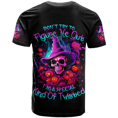 Witch Pumkin Skull T-Shirt Don't Try To Figure Me Out I'm A Special Graphic Tee