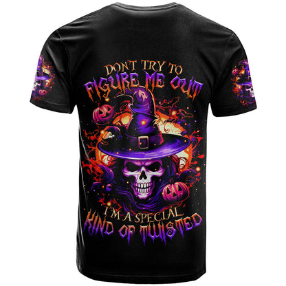 Wizard Skull Halloween T-Shirt Don't Try To Figure Me Out I'm A Special Graphic Tee