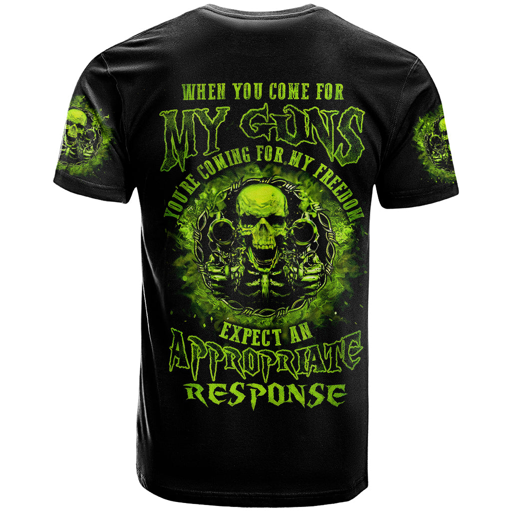 Gun Skull T-Shirt When You Come For My Gun Expect An Appropriate Response Graphic Tee