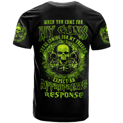 Gun Skull T-Shirt When You Come For My Gun Expect An Appropriate Response Graphic Tee