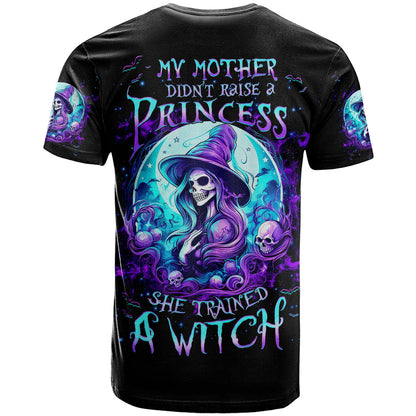 Witch Skull T-Shirt My Mother Didn't Raise A Princess She Trained A Witch Graphic Tee