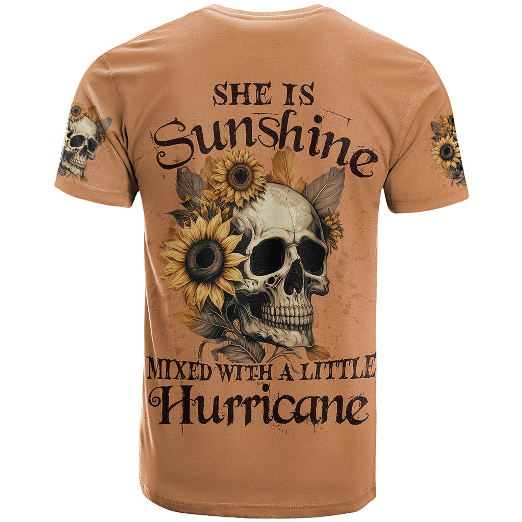 Sunflower Skull T-Shirt She Is Sunshine Mixed With A Little Hurricance Graphic Tee