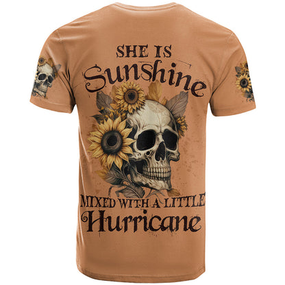 Sunflower Skull T-Shirt She Is Sunshine Mixed With A Little Hurricance Graphic Tee