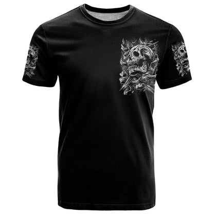 Three Skull T-Shirt Stuck Between Idk Idc And Idgaf Graphic Tee