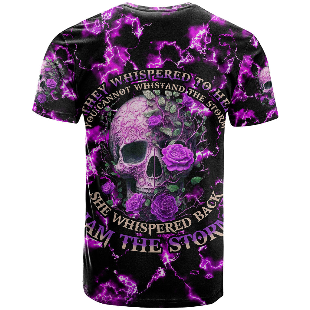 Rose Skull T-Shirt She Whispered Back I am The Storm Graphic Tee